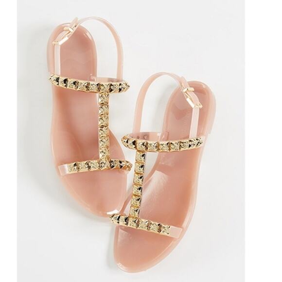 Stuart Weitzman Women's Jelrose Flat Studded Sandal Ballet Pink Size 10 - Picture 2 of 9